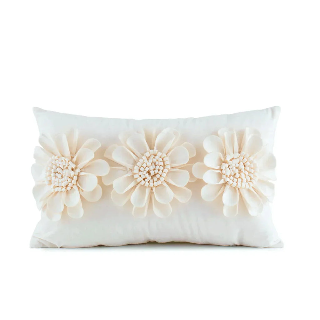 DecorBites™ 3D Velvet Flower Pillow Covers in Yellow Beige 45x45cm