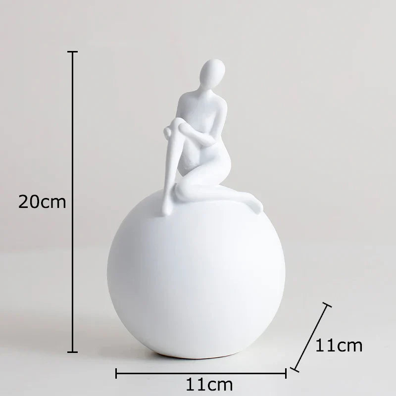 DecorBites™ Geometric Base Character Statue Decor - Resin Sculpture for Aesthetic Room Ornaments