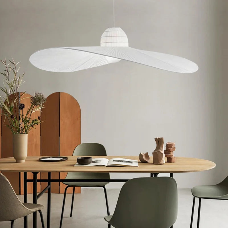 DecorBites™ Designer Fabric Hat Chandelier, White & Black LED Pendant Lamp for Living Room