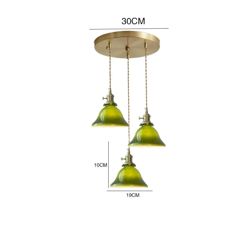 مصباح قلادة DecorBites™ LED الزجاجي الأخضر للمنزل والمطعم والبار والديكور على طراز الدور العلوي.