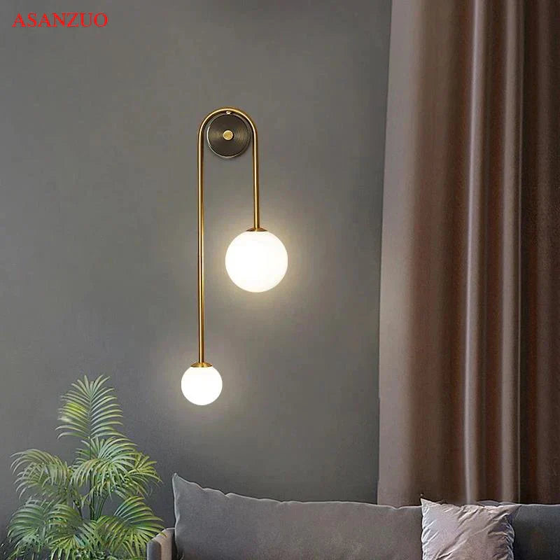 DecorBites™ Glass Ball Gold LED Wall Lamp for Modern Home Decor & Lighting