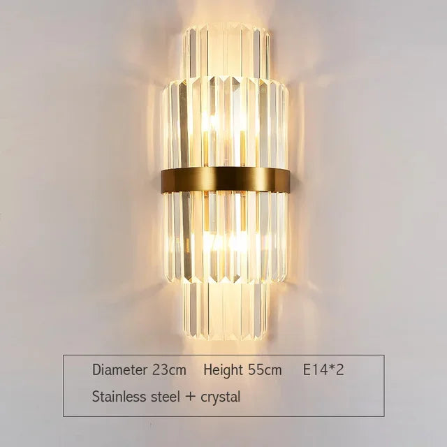 مصابيح حائط كريستال ذهبية من DecorBites™: شمعدان LED أنيق لغرفة النوم وغرفة المعيشة والحمام