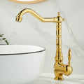 DecorBites™ Robinet de lavabo doré Mitigeur chaud froid à poignée unique
