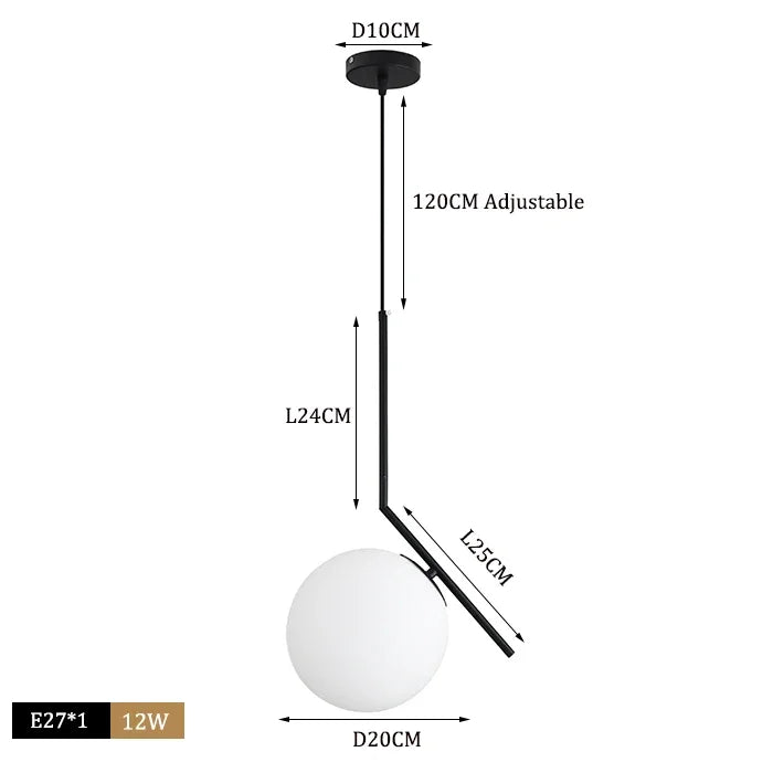 DecorBites™ Glass Ball Pendant Lights LED Kitchen Living Room Suspension Luminaire