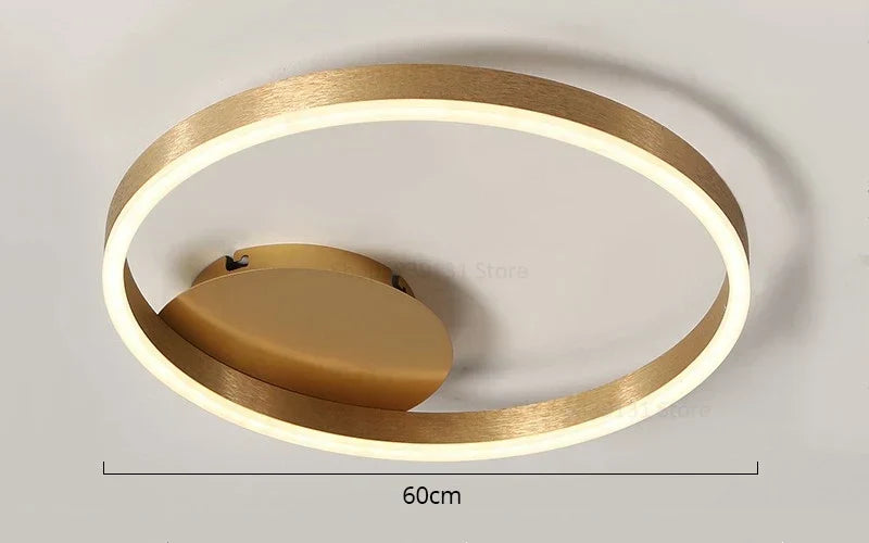 DecorBites™ مصباح سقف LED دائري ذهبي للقهوة مع غطاء مصباح أكريليك - وحدة إضاءة إبداعية لغرفة المعيشة