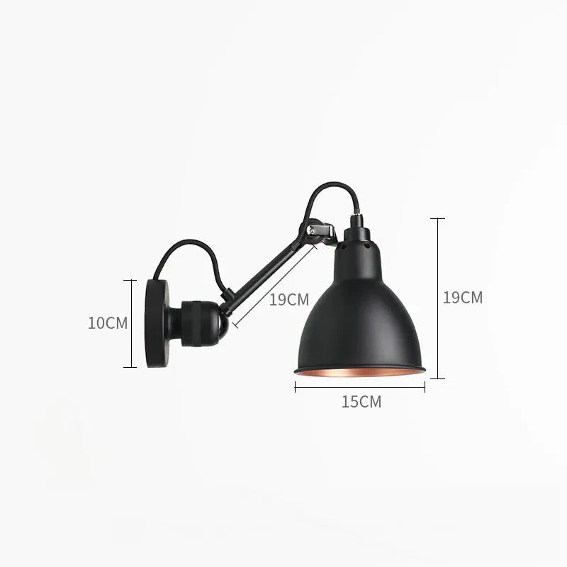 DecorBites™ Gras BL Wall Lamp: Adjustable Chrome Long Arm Reading Light