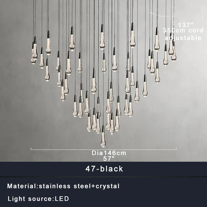 DecorBites™ Crystal Water-drop Ceiling Chandelier, Elegant Dining Room Décor.