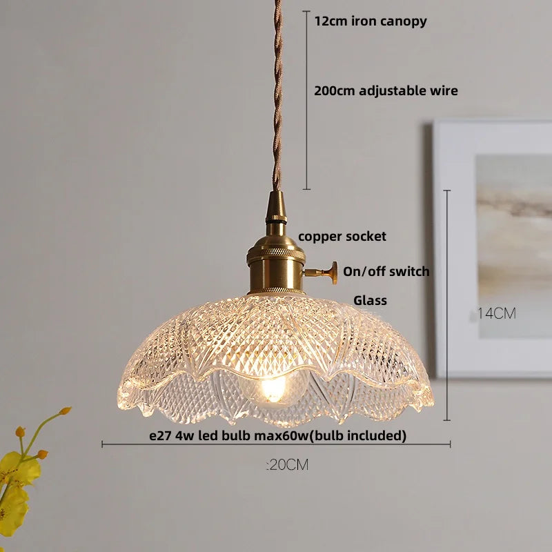 DecorBites™ Green Glass Walnut Wood LED Pendant Light, Nordic Modern Hanging Lamp