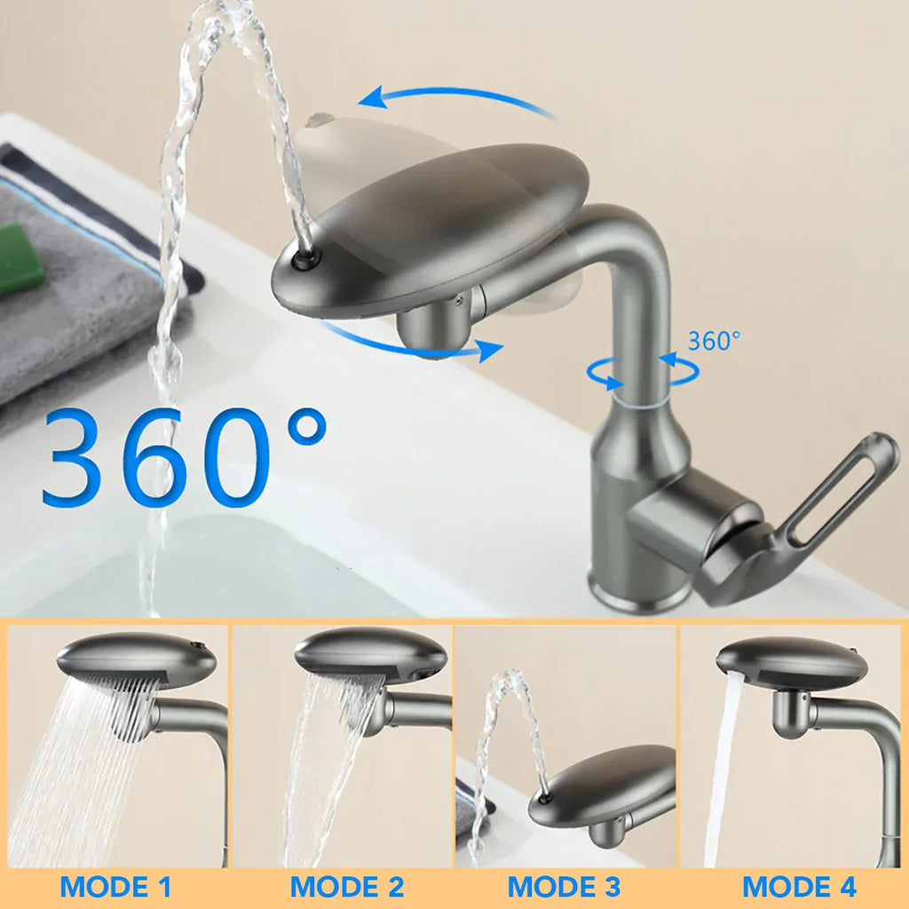 DecorBites™ 360° Rotation Stainless Steel Multi-Function Faucet with 4 Water Outlet Modes