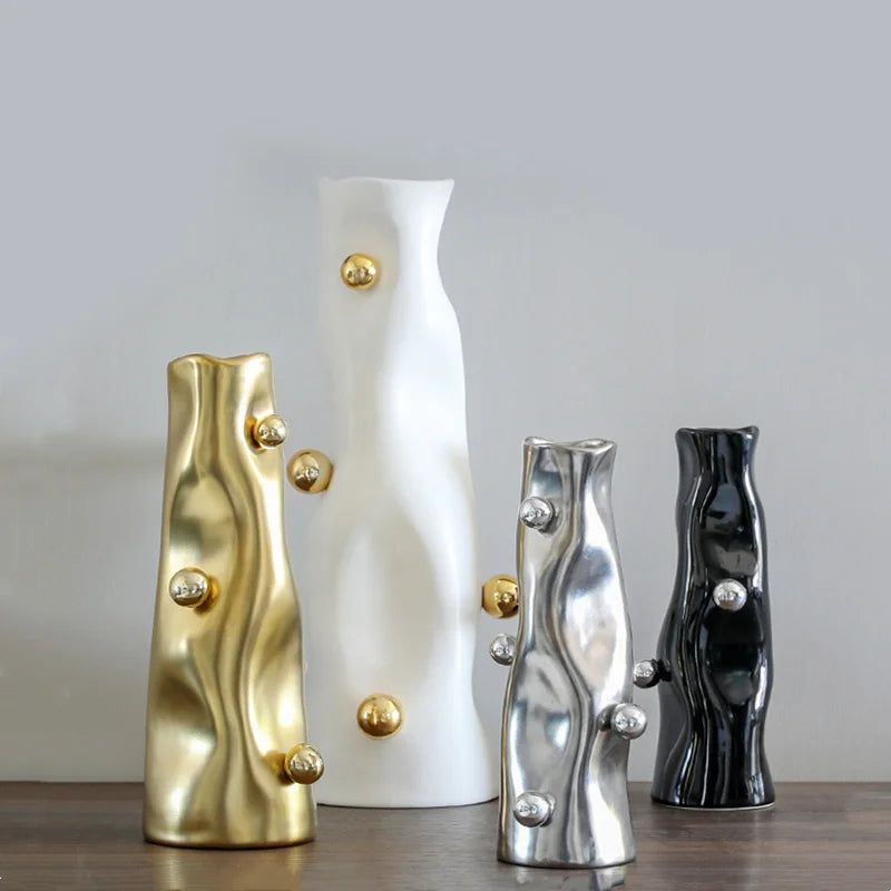 DecorBites™ Geometric Sphere Vase: Unique Porcelain Flower Arrangement Home Decor