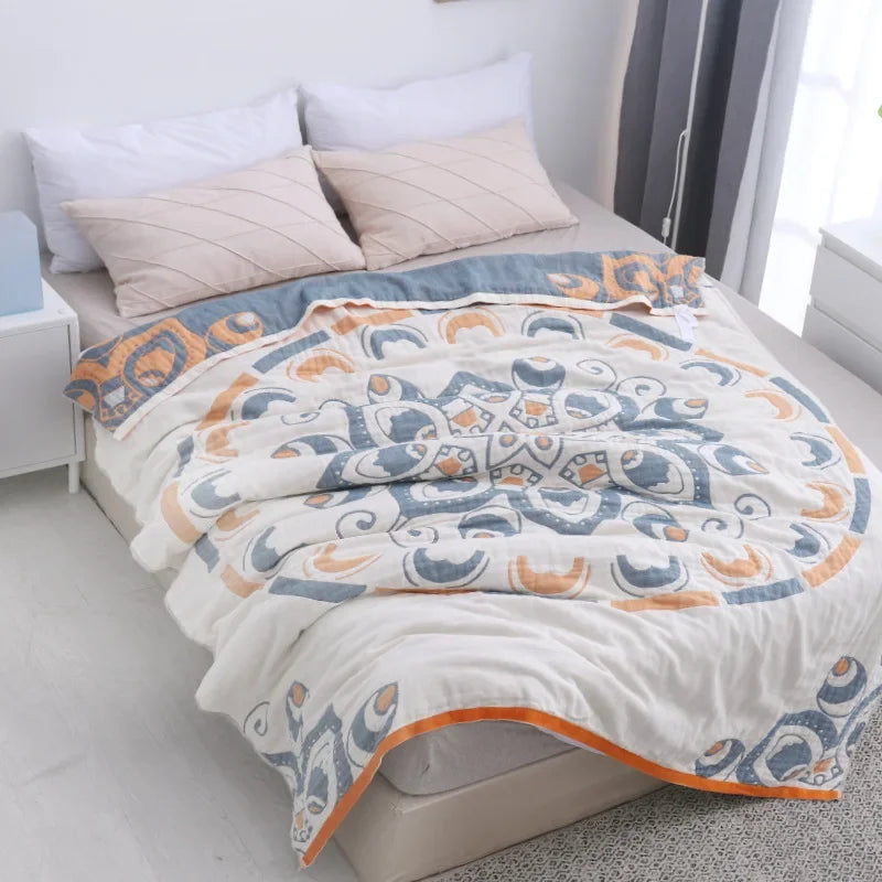 DecorBites™ Cotton Nordic Throw Blanket - Soft Summer Quilt for Single/Double Beds - Boho Home Decor Cover