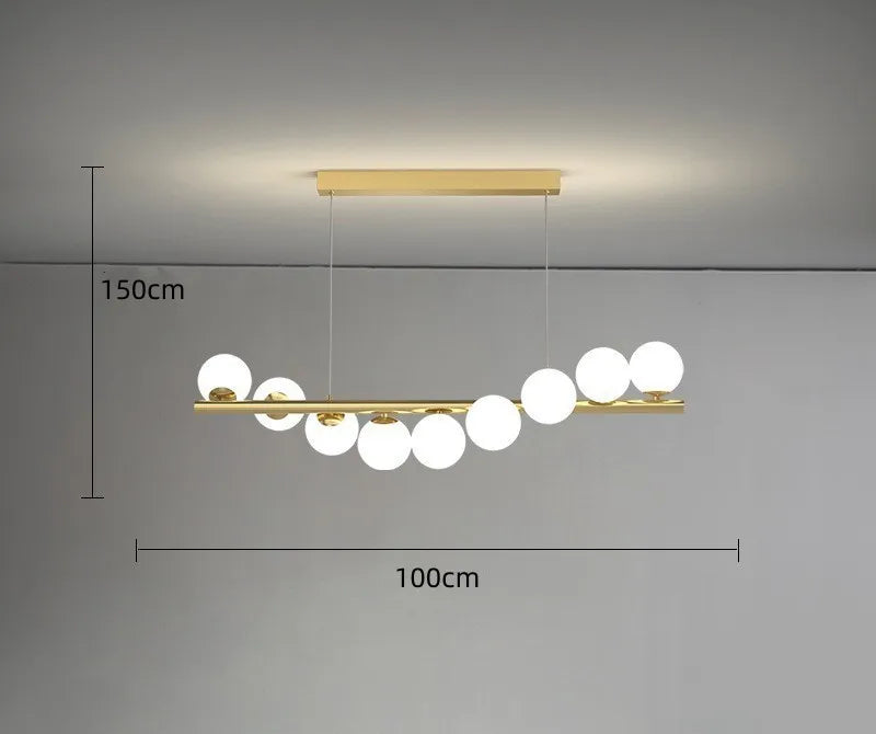 Lustre Or Boules en Verre DecorBites™ : Éclairage de Cuisine Salle à Manger Style Nordique