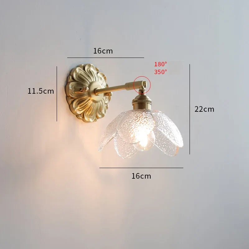 Applique murale LED DecorBites™ en verre vert avec base en cuivre pour chambre et salon