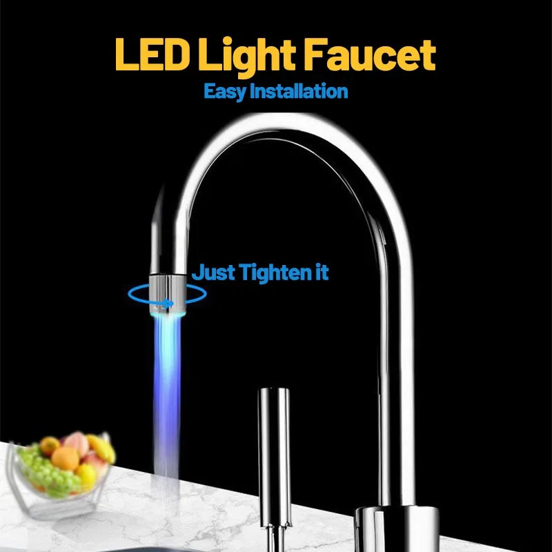 DecorBites™ LED Water Faucet Aerator: Temperature Changing Light, Water Saving Kitchen Bathroom Accessory