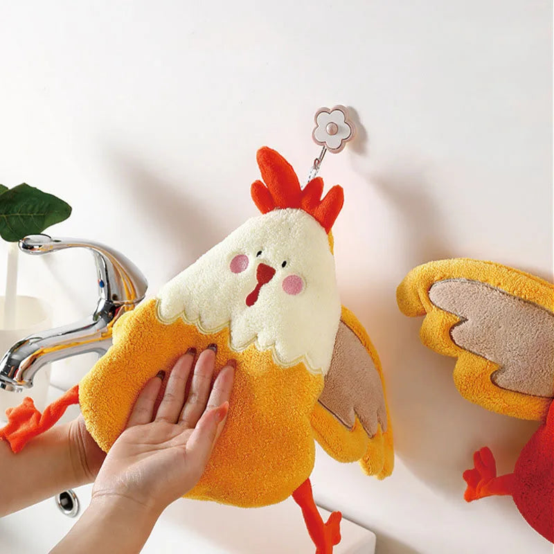 DecorBites™ Coral Velvet Cartoon Style Hand Towel