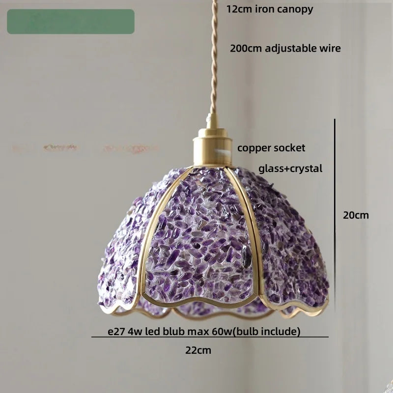 DecorBites™ Copper Walnut LED Pendant Lamp Crystal Glass Hanging Light