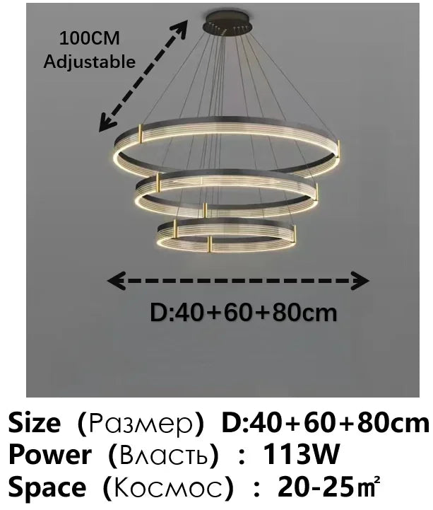 DecorBites™ Black Acrylic LED Pendant Light for Modern Home Decor