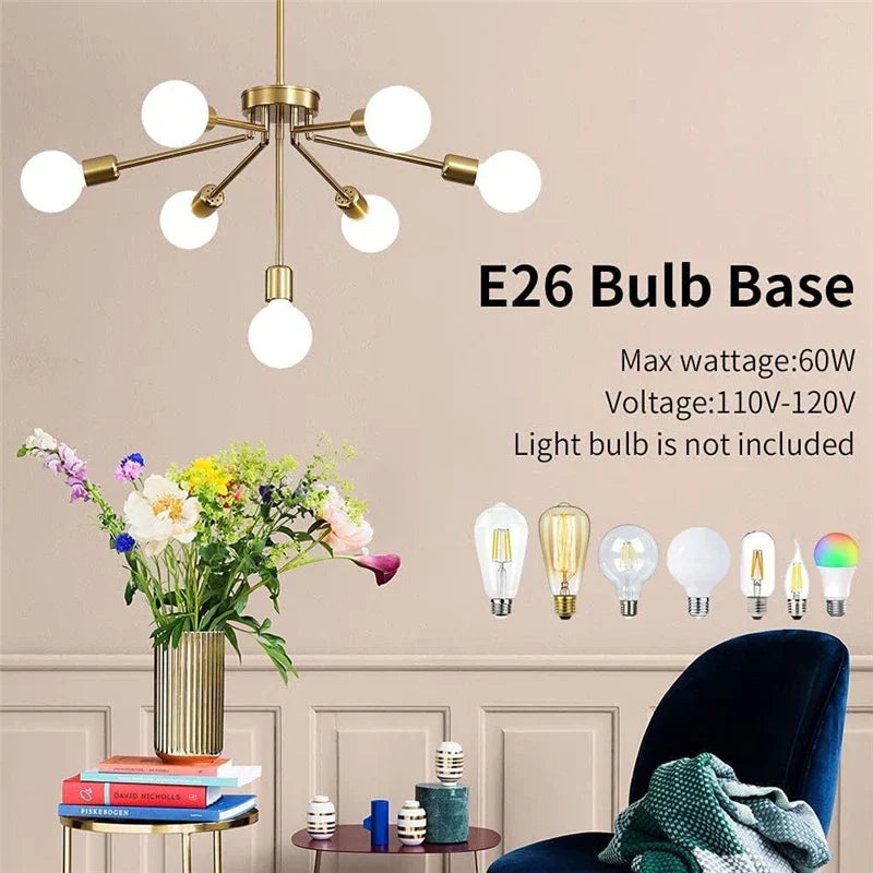 DecorBites™ 8-Head Nordic Ceiling Chandelier in Black White Gold for Modern Home Decor