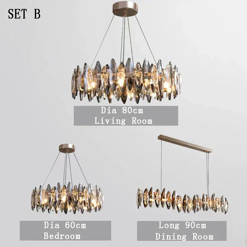 DecorBites™ كريستال 2024 ثريا إضاءة LED لغرفة الطعام والمعيشة