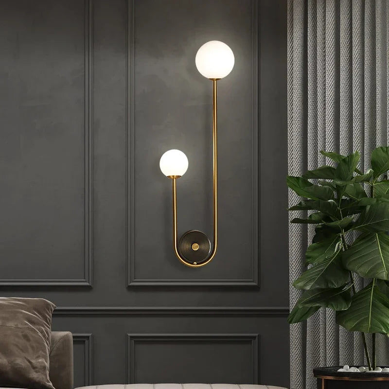 DecorBites™ Glass Ball LED Wall Lamp: Modern Round Gold Iron Light for Bedroom, Living Room