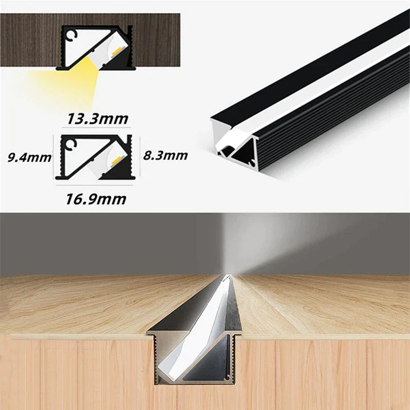 DecorBites™ 45° Backlight LED Aluminum Profile Bar with Silicone Diffuser Cover