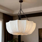 Japanese Fabric Flower Pendant Light With Iron Chain