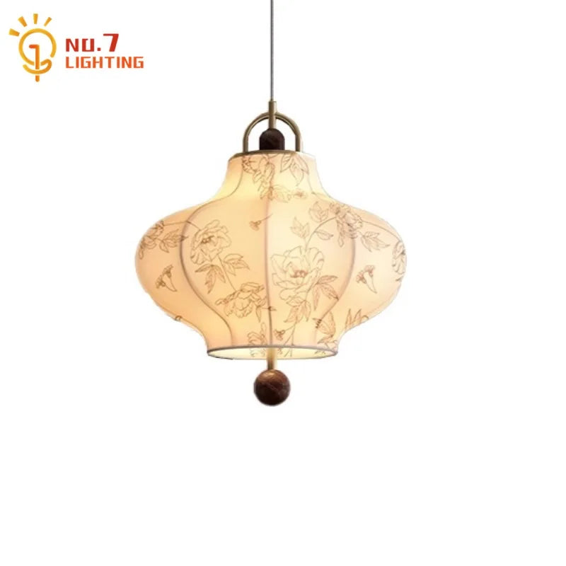 "DecorBites™ Wabi-sabi Retro Pendant Lights LED E27 Fabric Art Hanging Lamp for Home Decor"