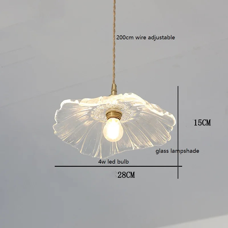 مصباح قلادة DecorBites™ LED زجاجي أخضر بمقبض خشبي نحاسي لديكور المنزل الاسكندنافي الحديث