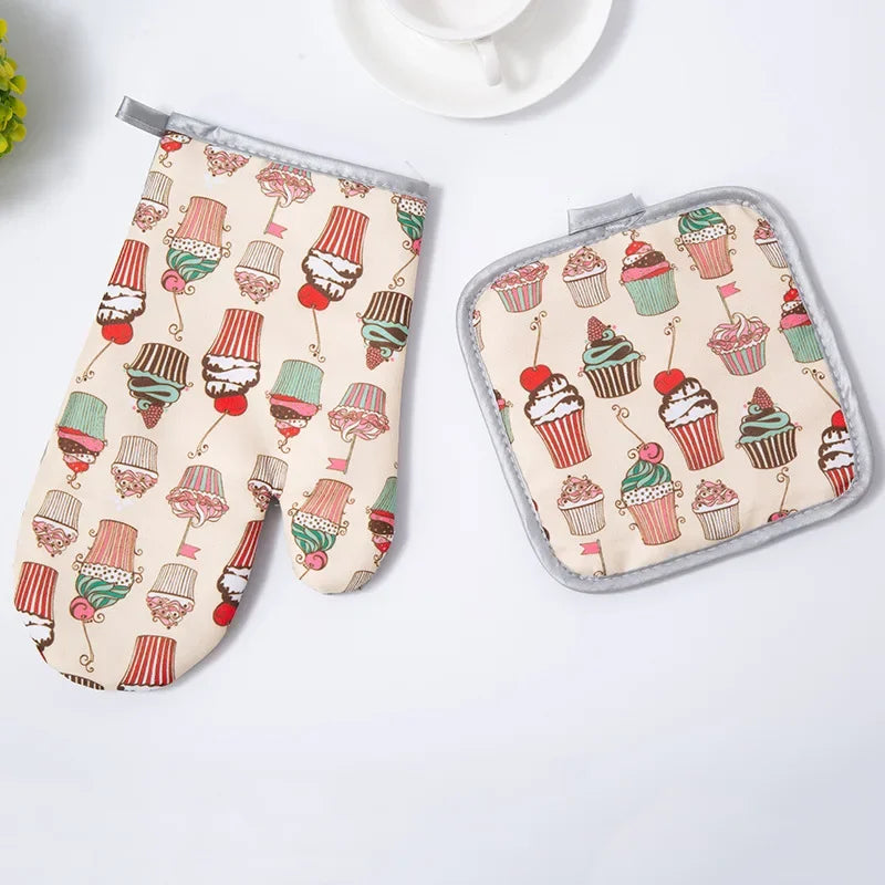DecorBites™ Cotton Kitchen Baking Microwave Gloves for Heat Resistant Baking Oven Safety