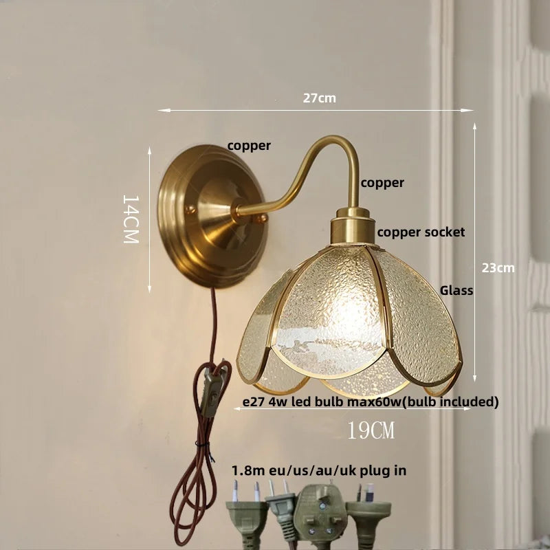 DecorBites™ Glass Brass Wall Sconce LED Light Fixture for Dining Living Room