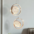 DecorBites™ Crystal Ring Pendant Light: Rotatable Luxury Bedside Lighting for Bedroom