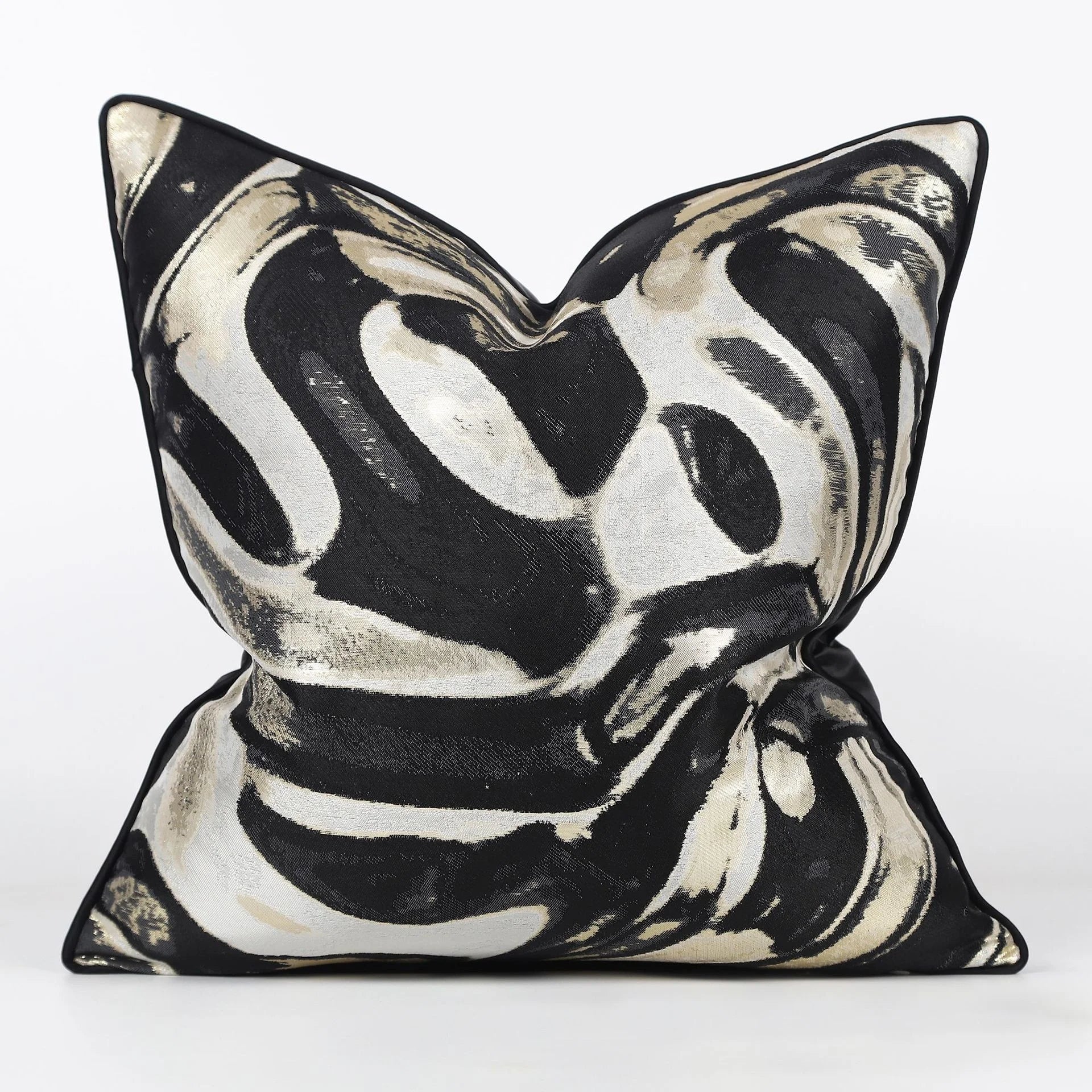 DecorBites™ Jacquard High-end Cushion Cover 45x45cm Black Gold Decorative Pillowcase