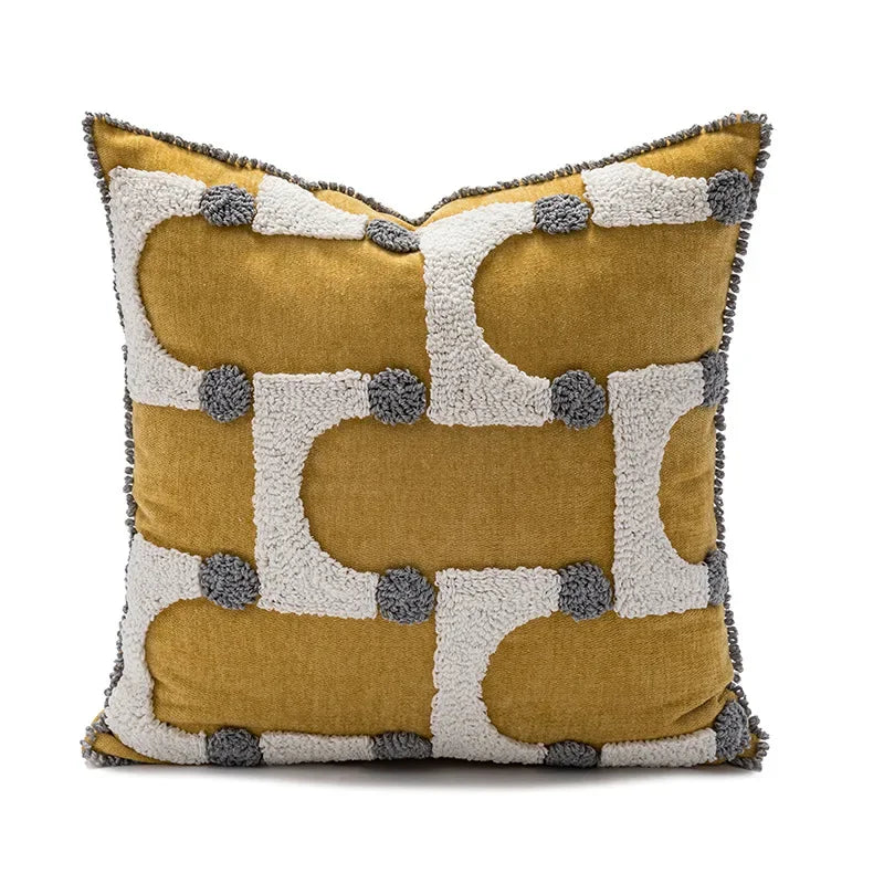 DecorBites™ Geometric Tufted Plush Cushion Cover for Stylish Home Decor