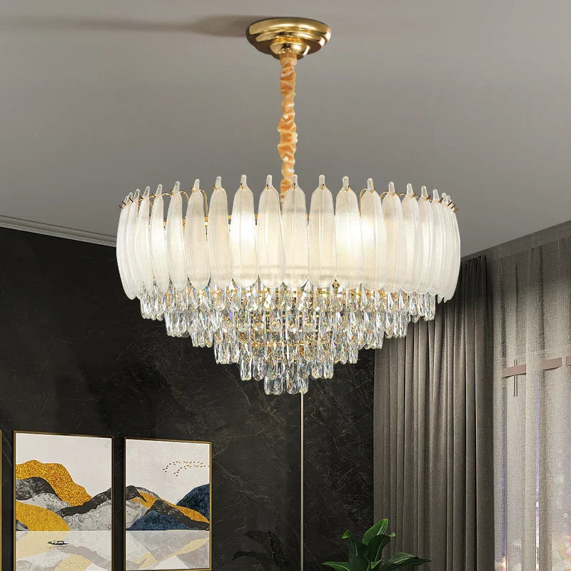 ثريا ريش كريستالية DecorBites™: مصباح LED فرنسي فاخر بتصميم ريترو لغرفة المعيشة والطعام