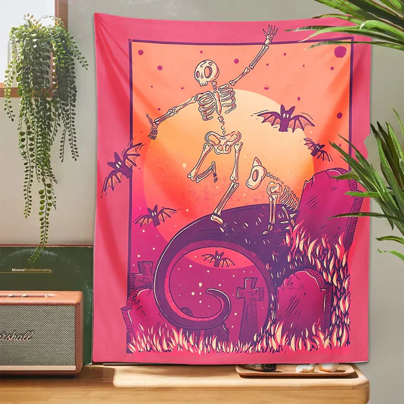 DecorBites™ Skeleton Psychedelic Tapestry Wall Hanging - Hippy Decor for Bedroom & Home