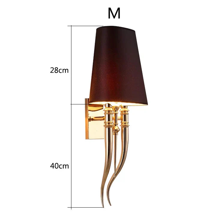 DecorBites™ Iron Claw Horn Wall Sconce with Cloth Lampshade for Bedroom and Living Room