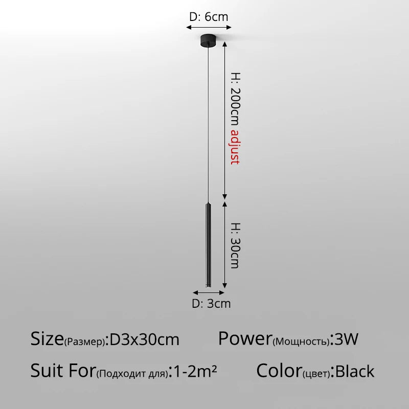 Minimalist Black and White Metal LED Pendant Light
