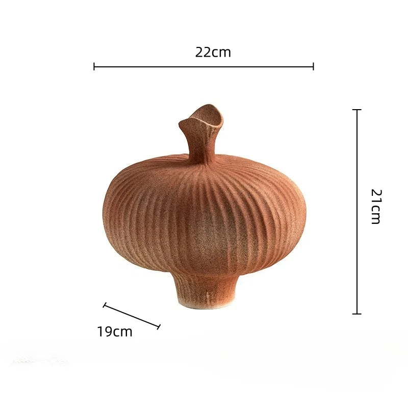 DecorBites™ Geometric Abstract Ceramic Flower Vase Bottle - Handcrafted Home Decor Pottery