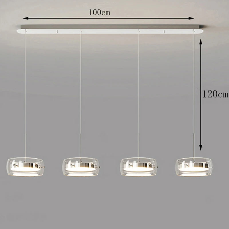 Modern Glass Ring Pendant Light in Iron