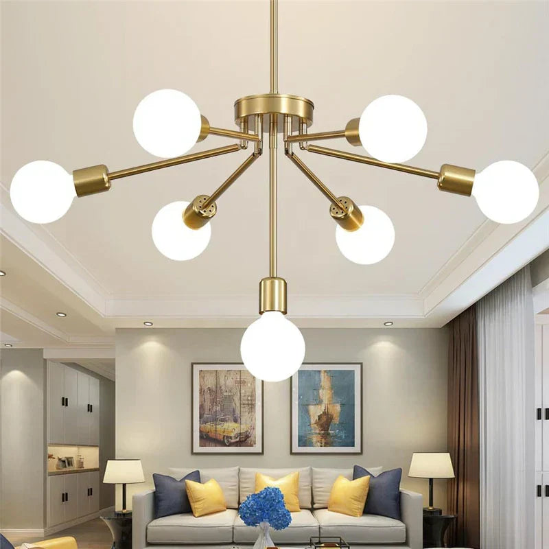 DecorBites™ 8-Head Nordic Ceiling Chandelier in Black White Gold for Modern Home Decor