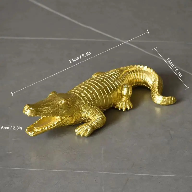 DecorBites™ Crocodile Wildlife Sculpture Statue Decor for Home Interiors & Desk Display