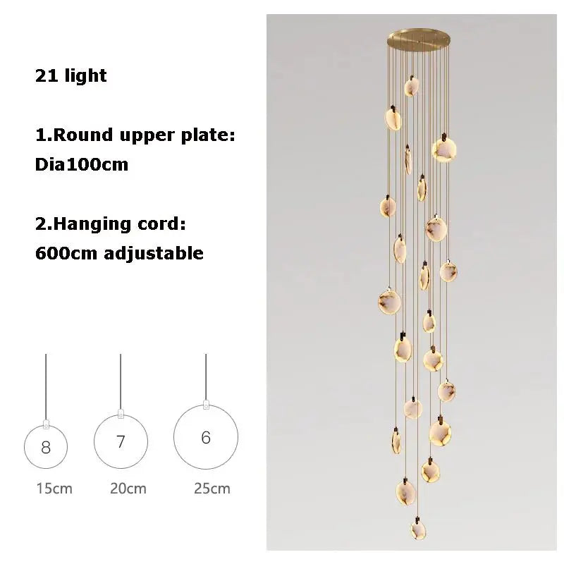 Nordic Marble Pendant Light With Polished Copper Finish