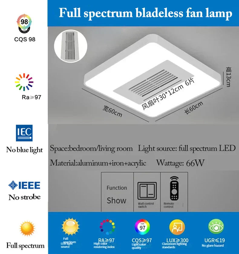 مروحة سقف DecorBites™ LED بدون شفرات مع جهاز تحكم عن بعد لغرفة المعيشة الحديثة