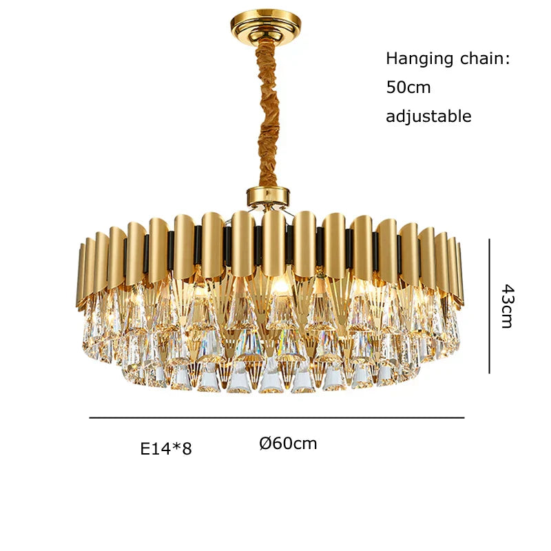 مصابيح ثريا كريستال ذهبية DecorBites™ LED كلاسيكية نورديك لغرفة المعيشة لامباراس