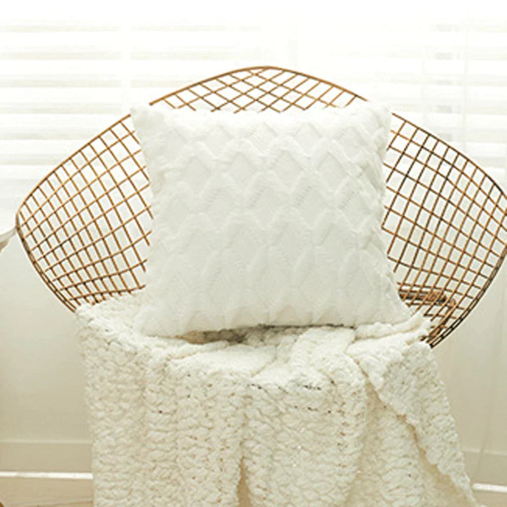 DecorBites™ Geometric Diamond Pattern Plush Cushion Cover for Stylish Home Decor