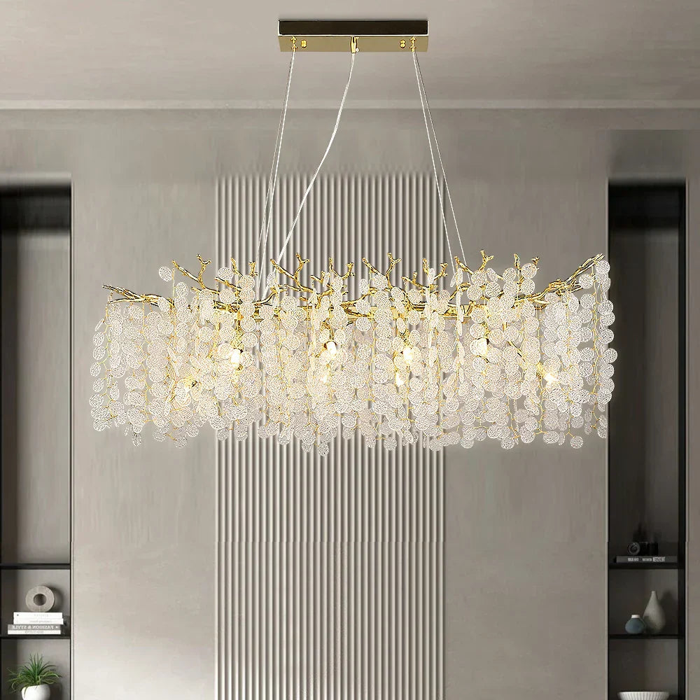 DecorBites™ Gold Money Tree Branch Crystal Chandelier for Living Room and Bedroom