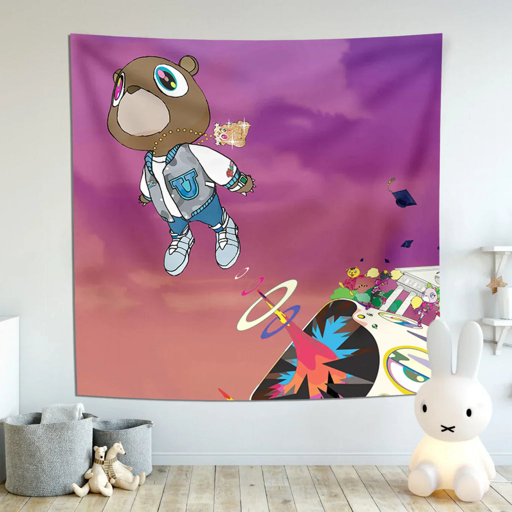 DecorBites™ نسيج Kanye's West الجداري: ملصق غلاف ألبوم موسيقي لتزيين غرفة النوم