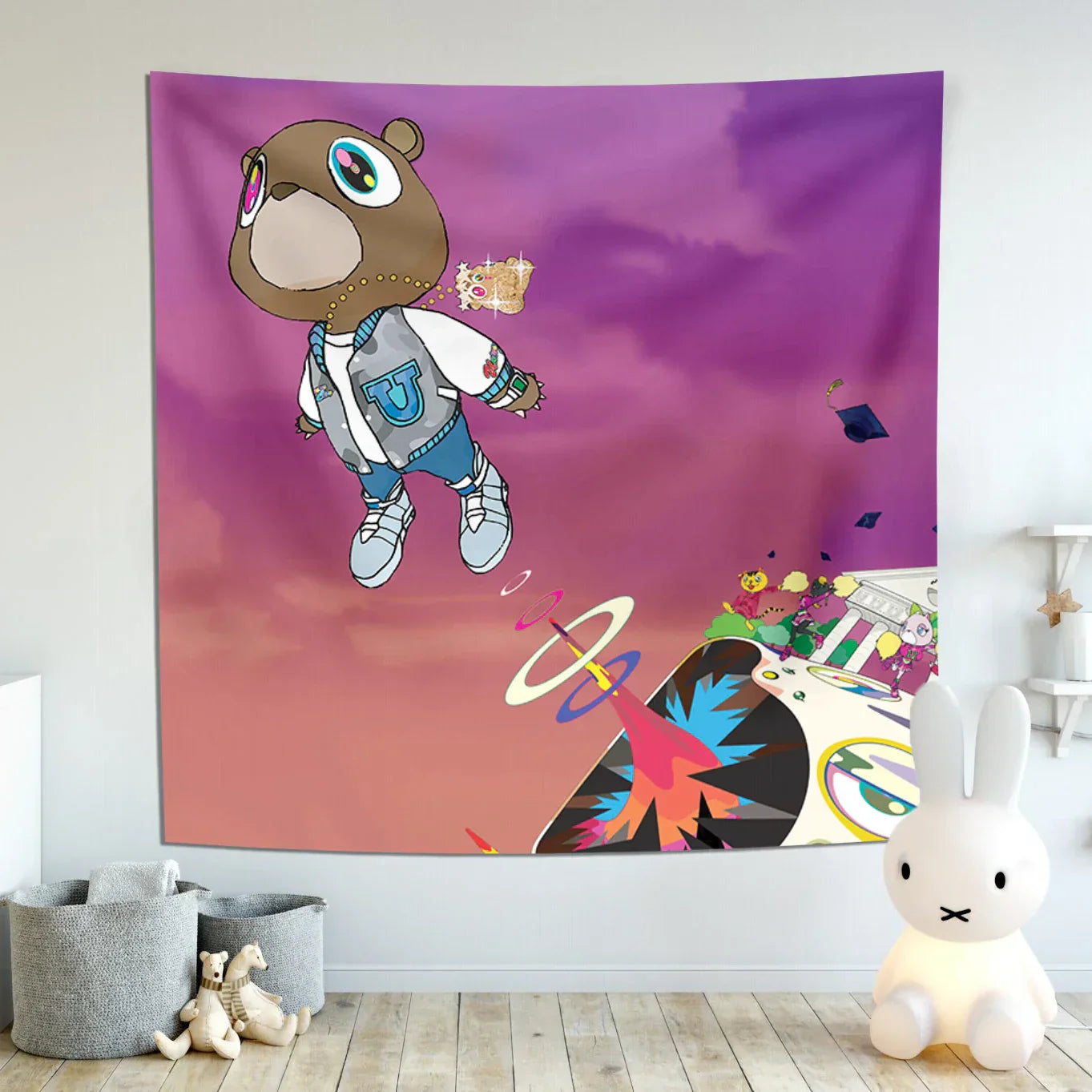 DecorBites™ نسيج Kanye's West الجداري: ملصق غلاف ألبوم موسيقي لتزيين غرفة النوم