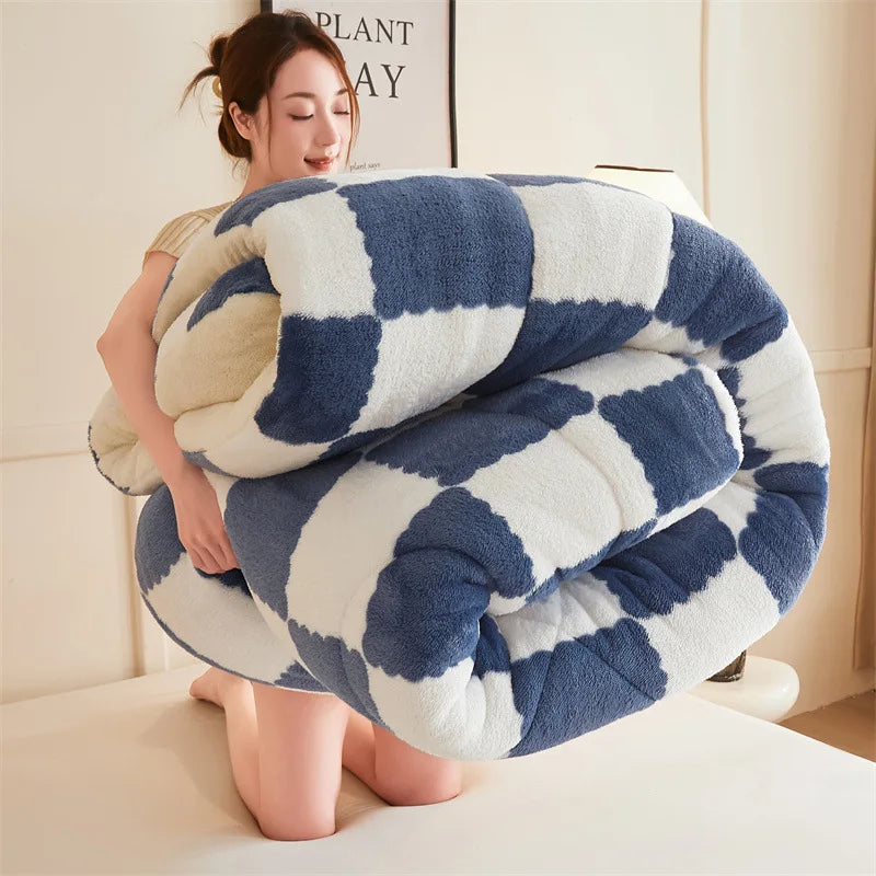 DecorBites™ Cozy Checkerboard Duvet Blanket for Winter Warmth and Comfort