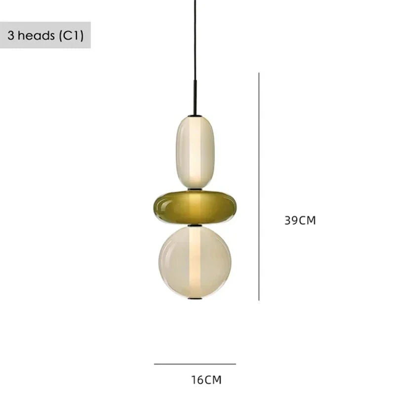 Italian Candy Glass Pendant Light in Black or White
